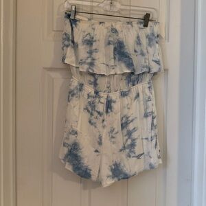 Blue and White Tie-Dye Romper